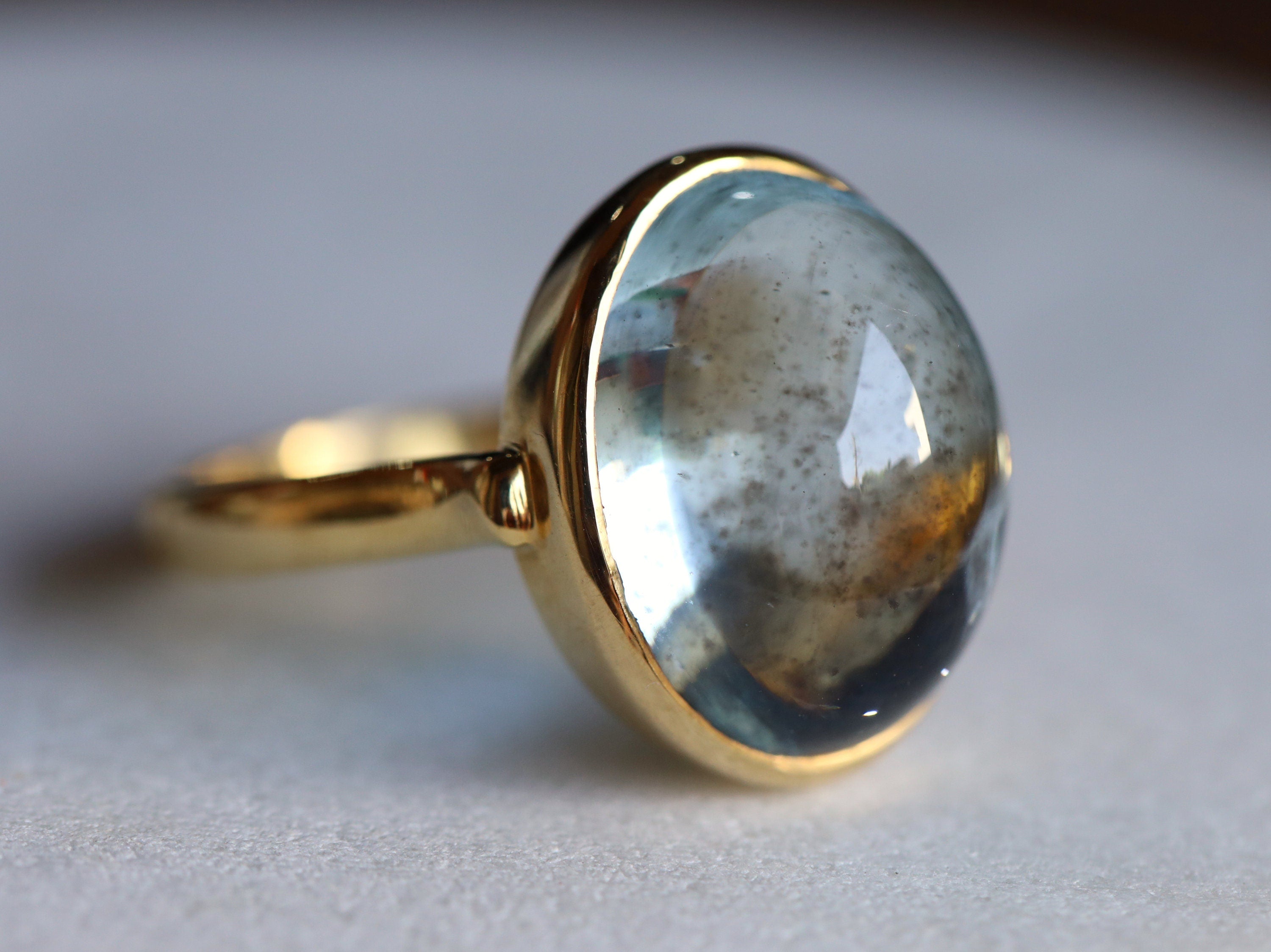 Aquamarine Engagement Ring | 15ct Aquamarine Statement Ring | March Birthstone Bezel Set -