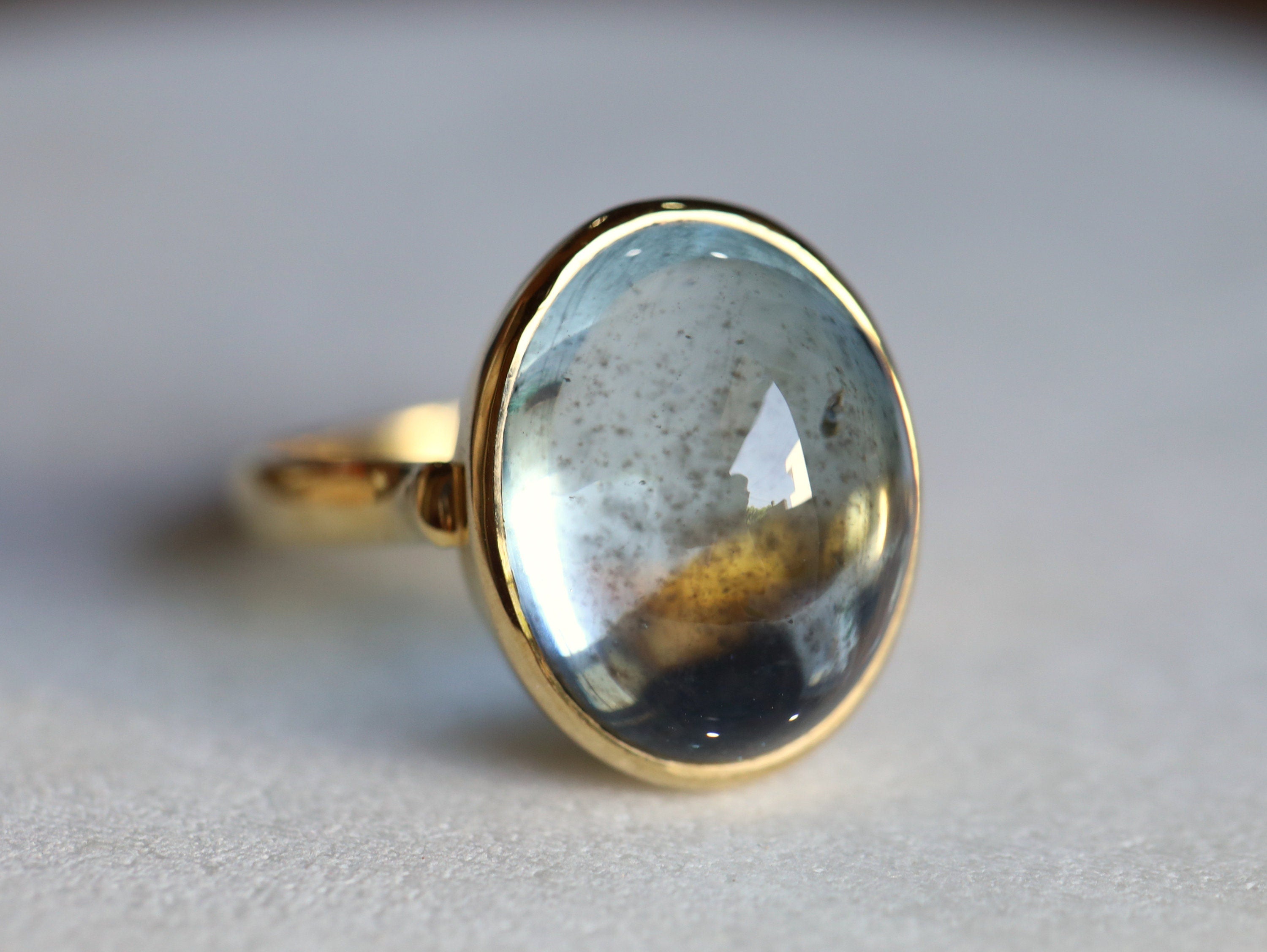 Aquamarine Engagement Ring | 15ct Aquamarine Statement Ring | March Birthstone Bezel Set -
