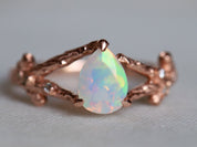 Vintage Opal Engagement Ring | Fire Opal Bridal Ring | Unique Wedding Anniversary Gift -