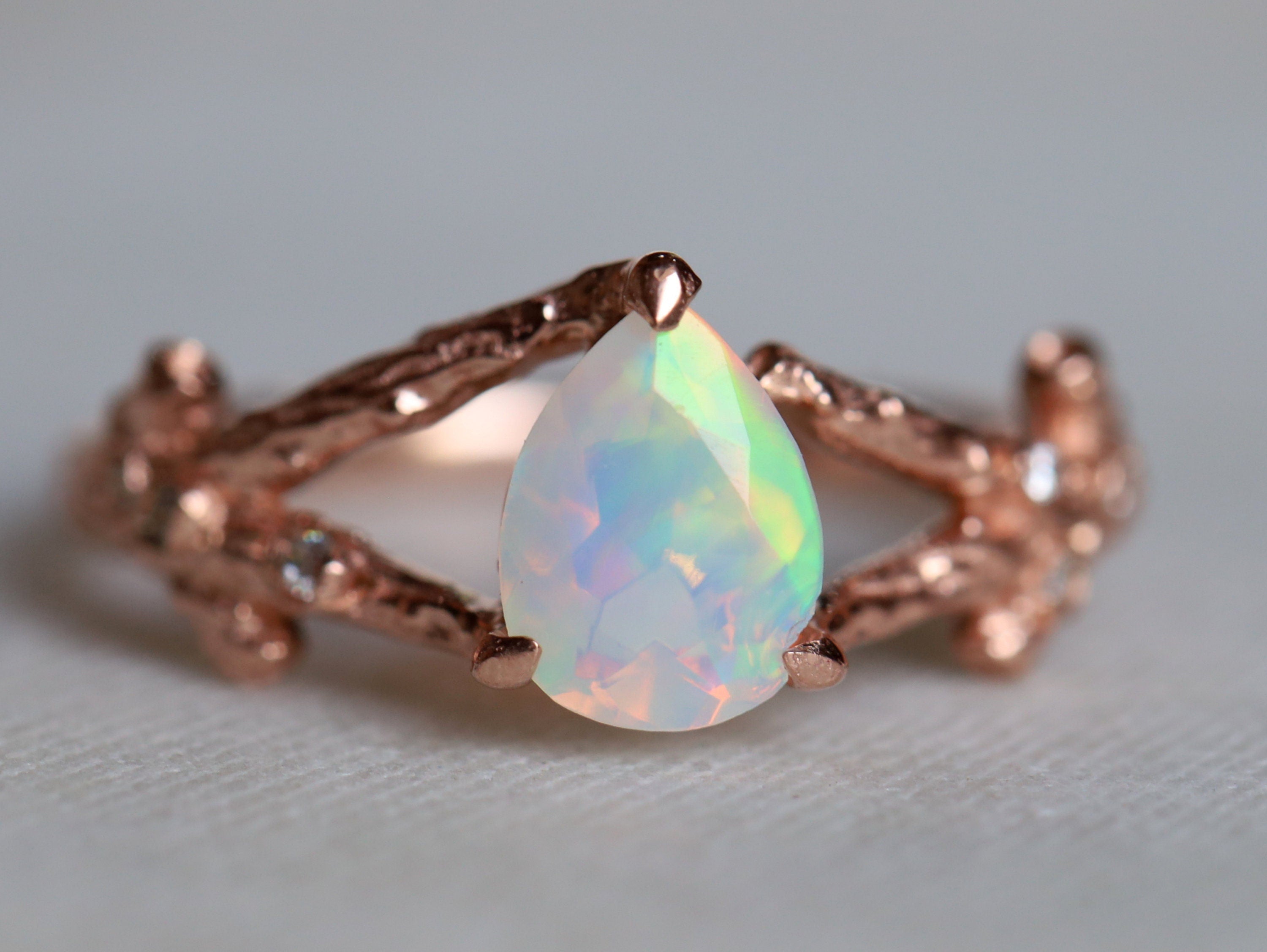 Vintage Opal Engagement Ring | Fire Opal Bridal Ring | Unique Wedding Anniversary Gift -