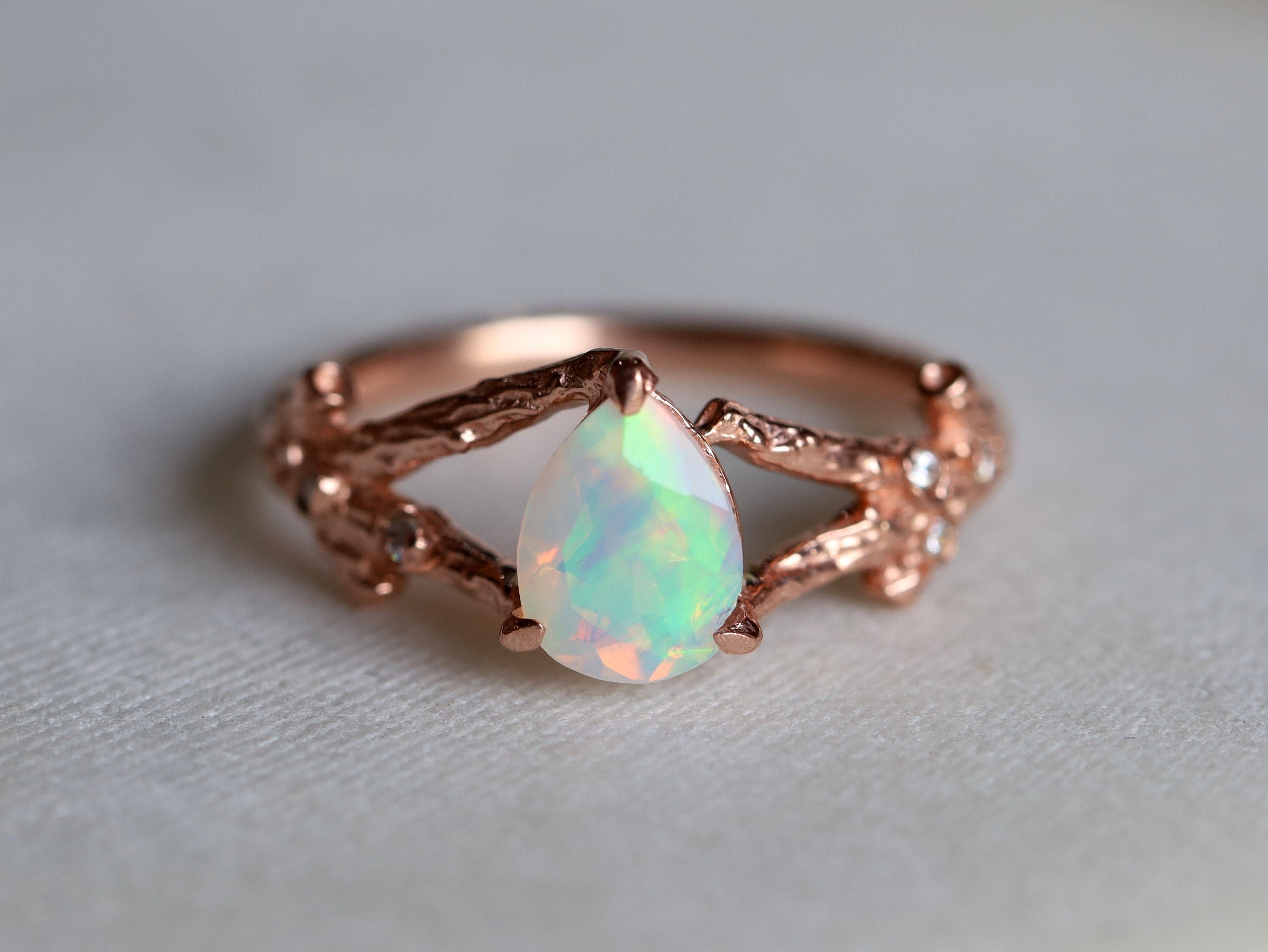 Vintage Opal Engagement Ring | Fire Opal Bridal Ring | Unique Wedding Anniversary Gift -