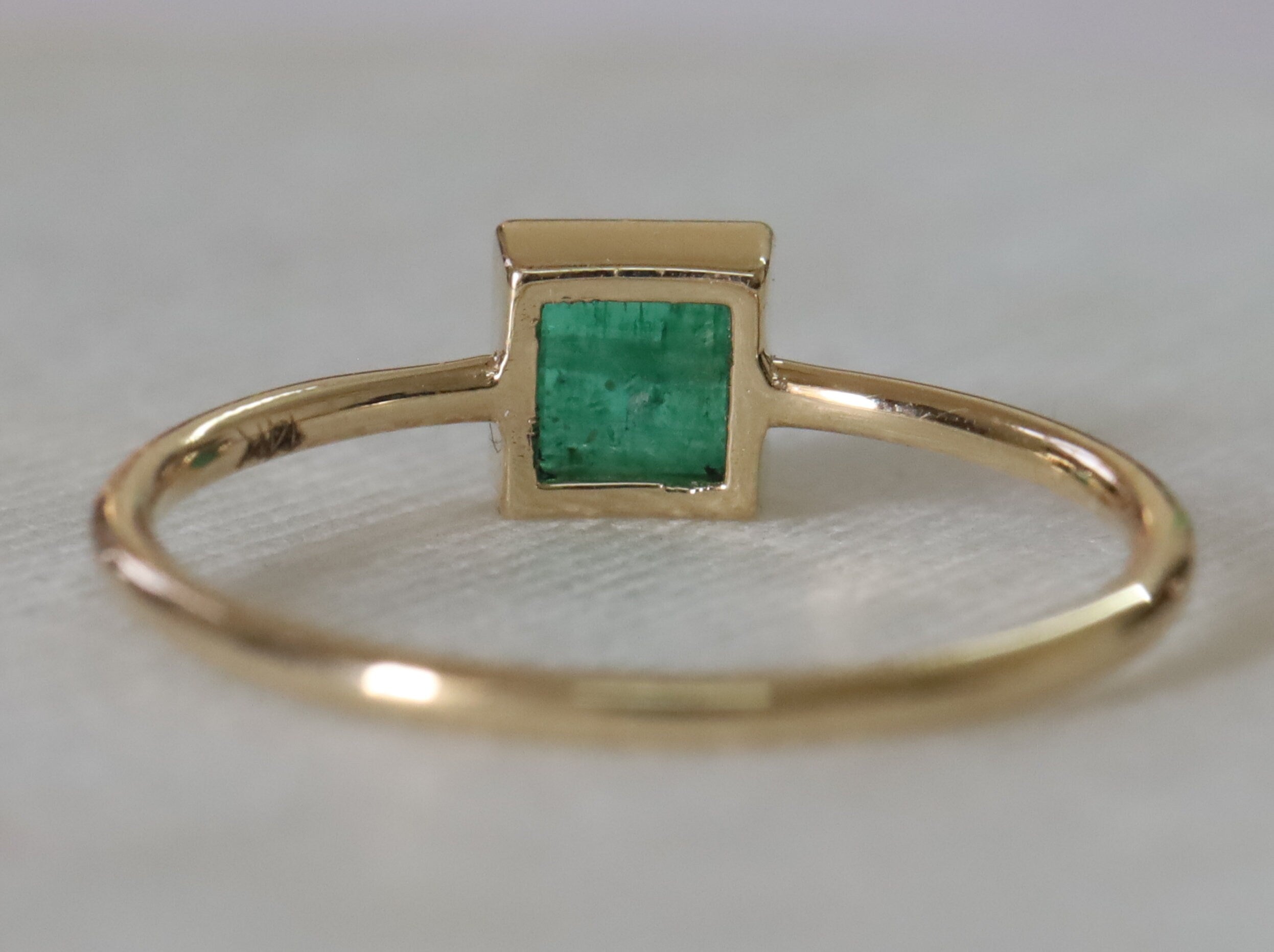 Emerald Stacking Ring | Square Emerald Ring | Dainty Promise Ring -