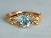Aquamarine Engagement Ring | Twig Engagement Ring | Pear Cut Aquamarine | March Birthstone -