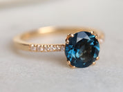 London Blue Topaz Ring | Solitaire Engagement Ring | 2 Carat Topaz Wedding Ring -