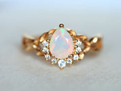 Opal Engagement Ring | Fire Opal Vintage Bridal Ring | Anniversary Gift for Her -