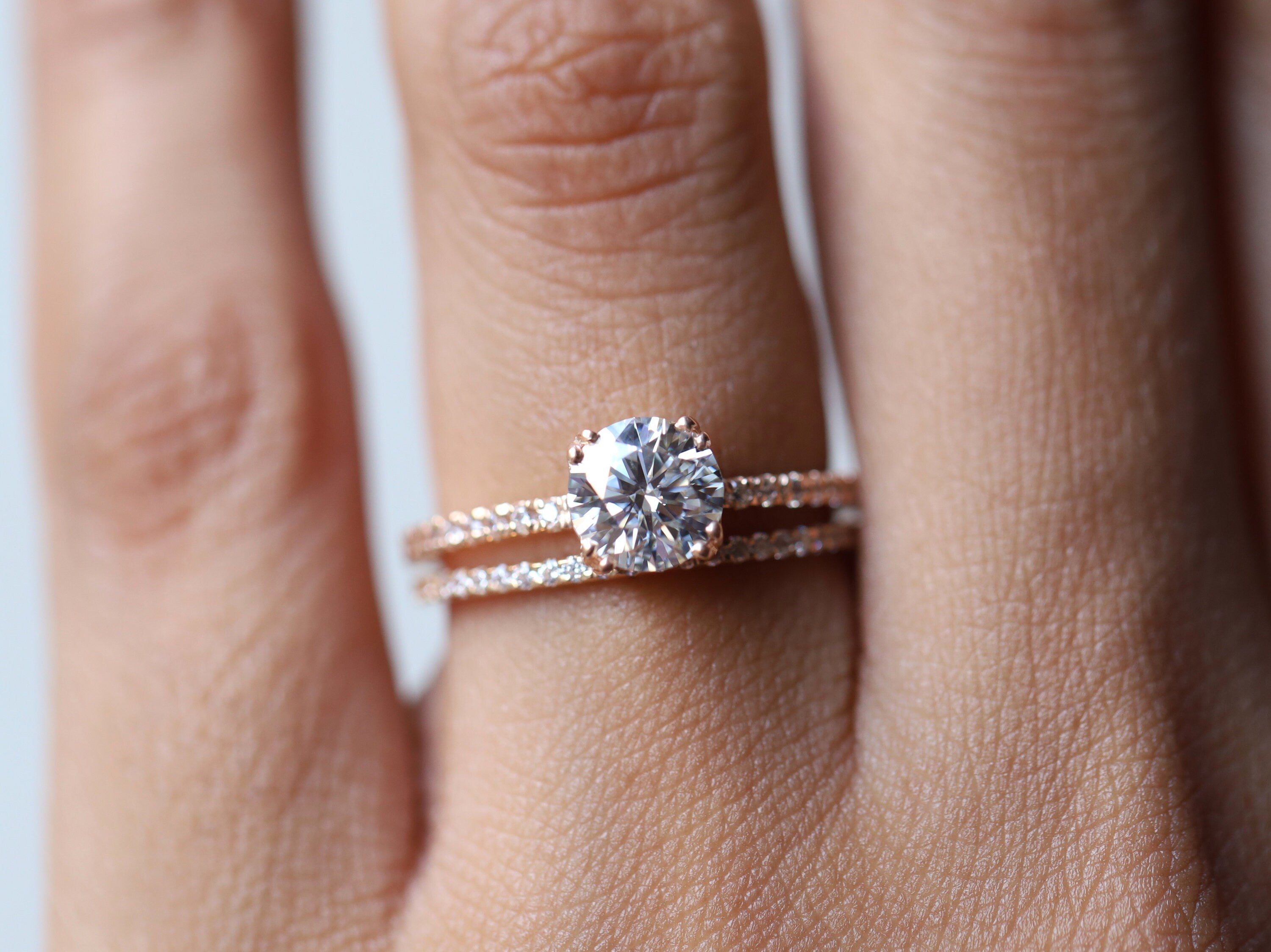 Diamond Wedding Band | Thin Minimalist Diamond Stacking Ring | Half Eternity Wedding Ring -