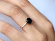 2ct Black Diamond Engagement Ring | Solitaire Round Cut Diamond Ring | Anniversary Gift -