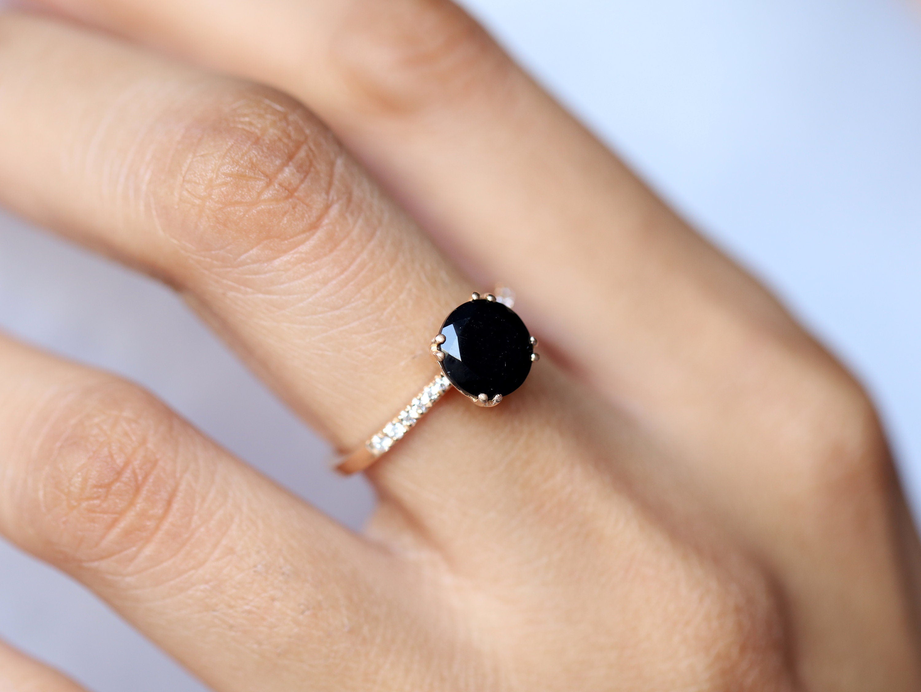 2ct Black Diamond Engagement Ring | Solitaire Round Cut Diamond Ring | Anniversary Gift -