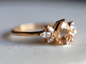 Morganite Engagement Ring | Pear Cut Twig Rose Gold Engagement Ring | March Birthstone -