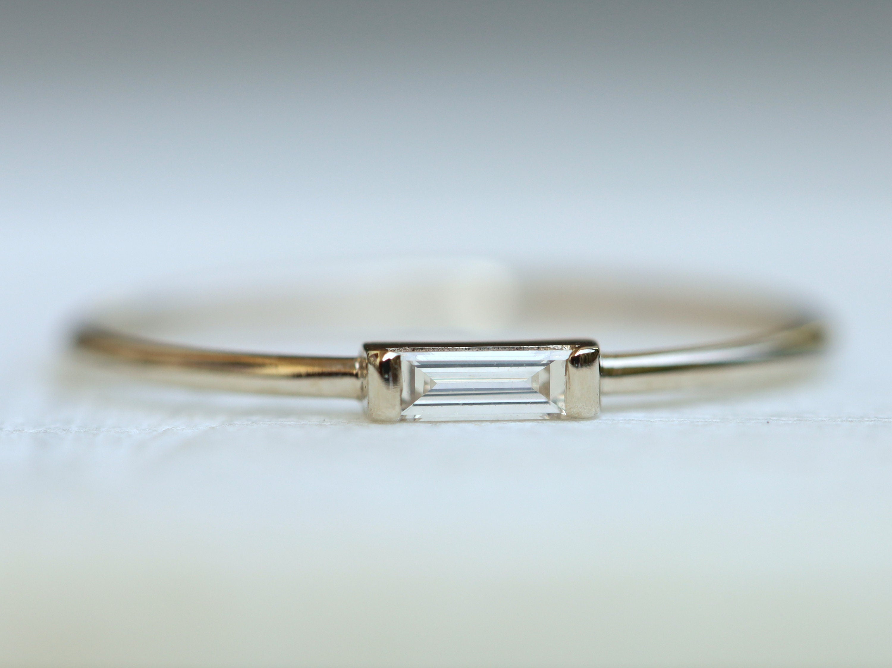 Diamond Stacking Ring | Baguette Diamond Ring | Minimalist Dainty Diamond Stacking Ring -