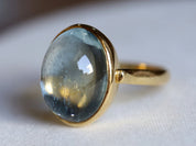 Aquamarine Engagement Ring | 15ct Aquamarine Statement Ring | March Birthstone Bezel Set -