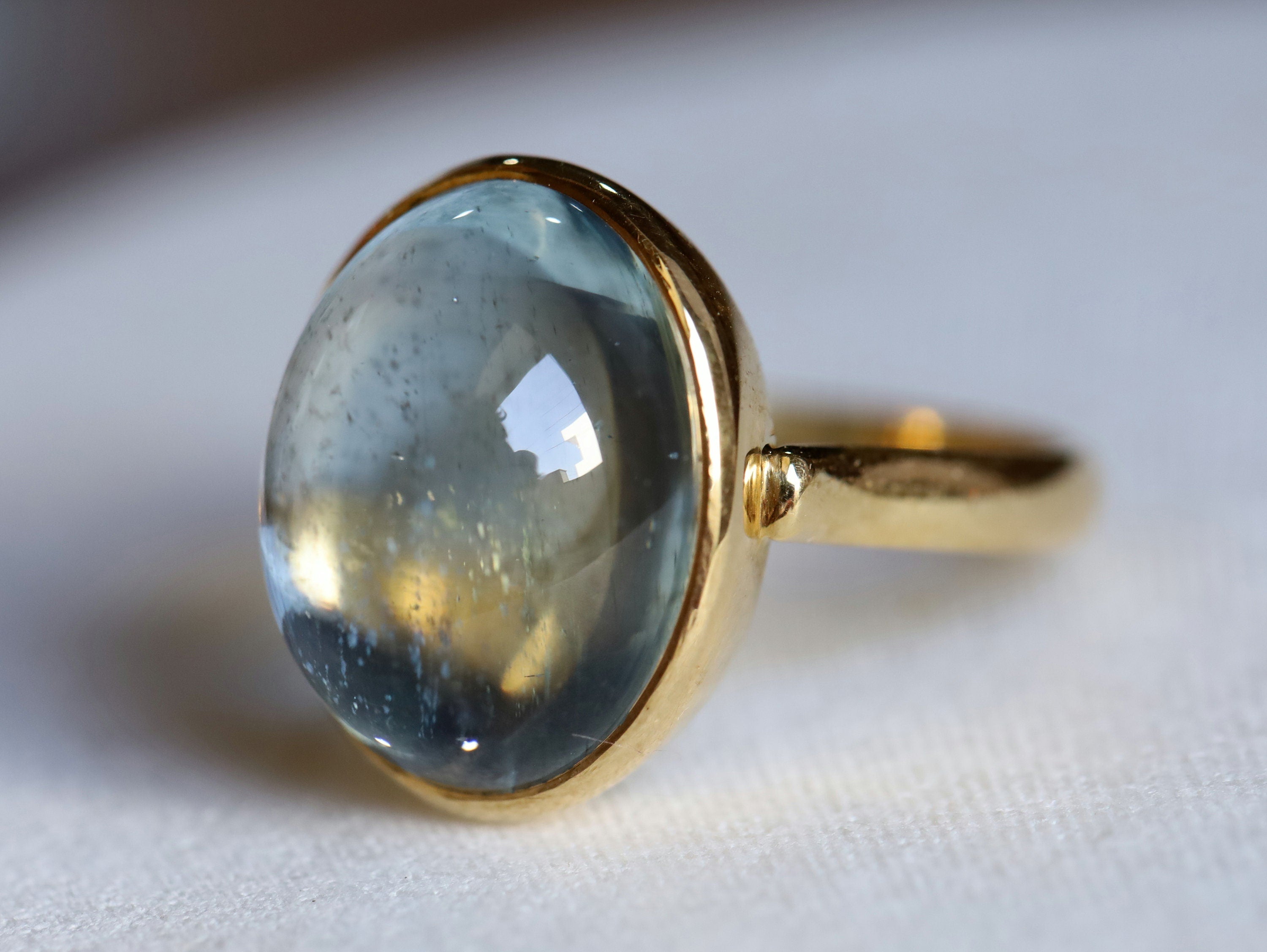 Aquamarine Engagement Ring | 15ct Aquamarine Statement Ring | March Birthstone Bezel Set -