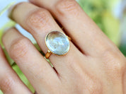 Aquamarine Engagement Ring | 15ct Aquamarine Statement Ring | March Birthstone Bezel Set -