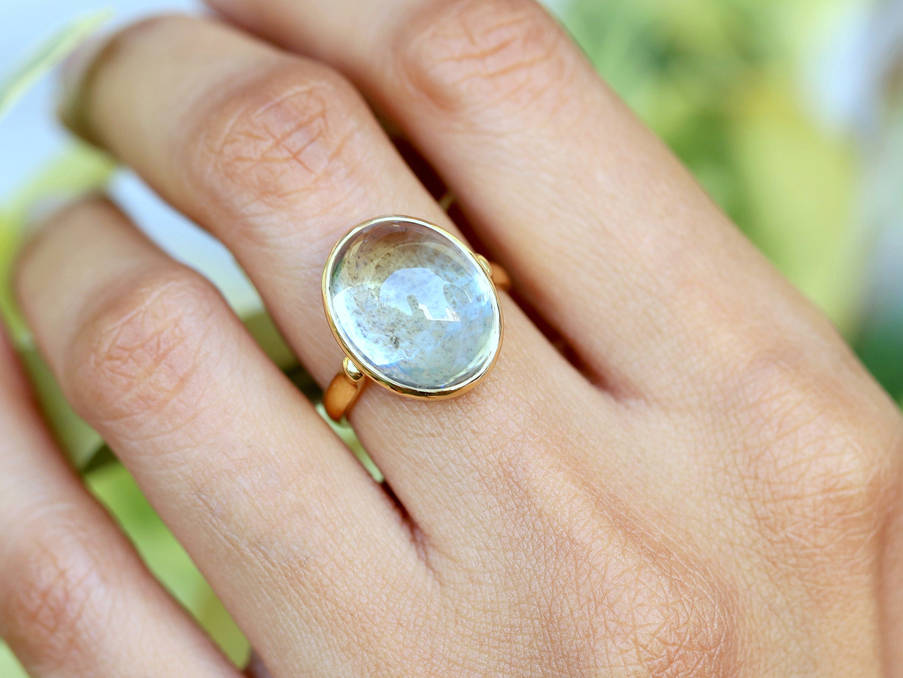 Aquamarine Engagement Ring | 15ct Aquamarine Statement Ring | March Birthstone Bezel Set -