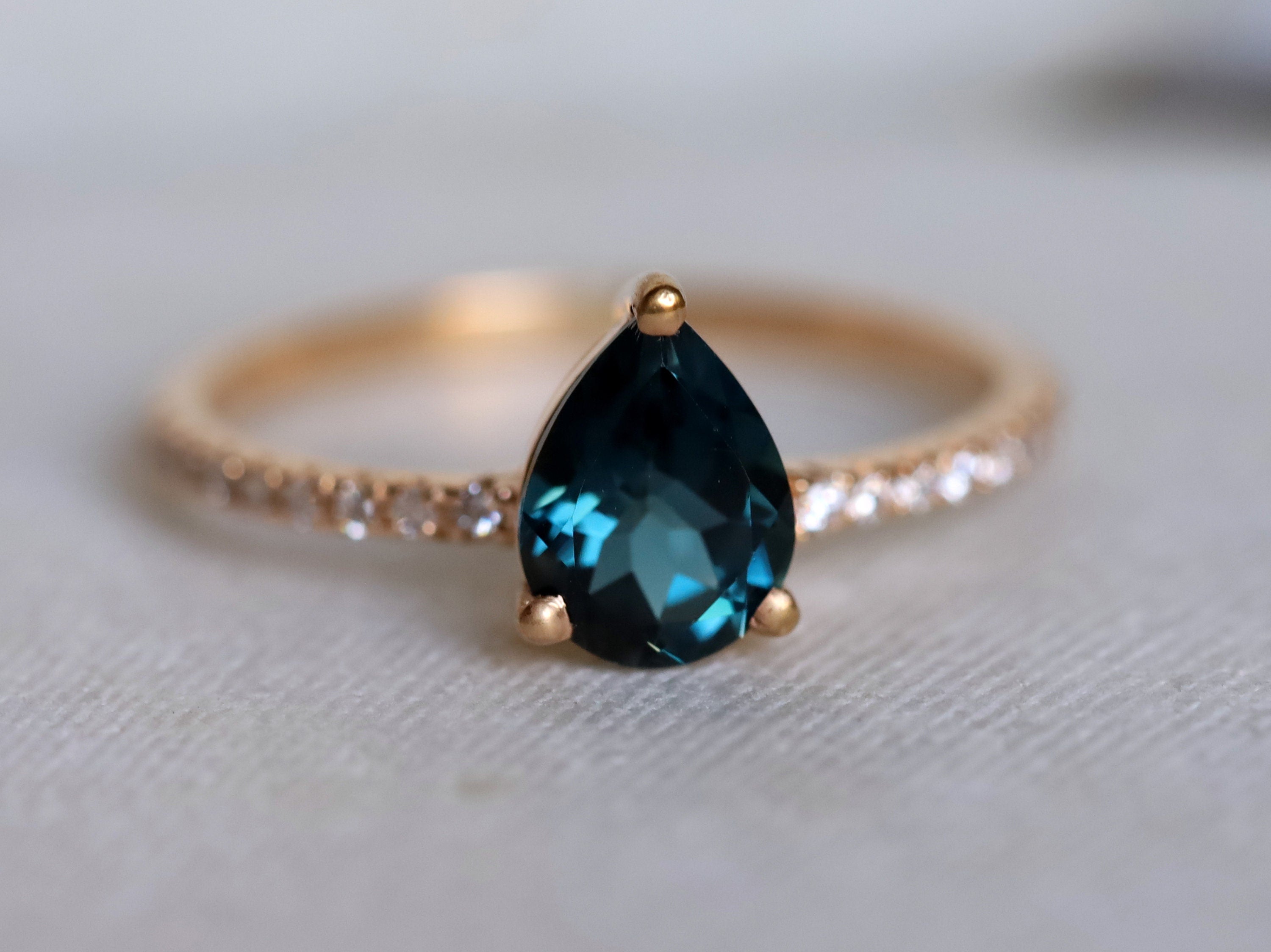 Topaz Solitaire Engagement Ring | London Blue Topaz Ring | December Birthstone Ring -