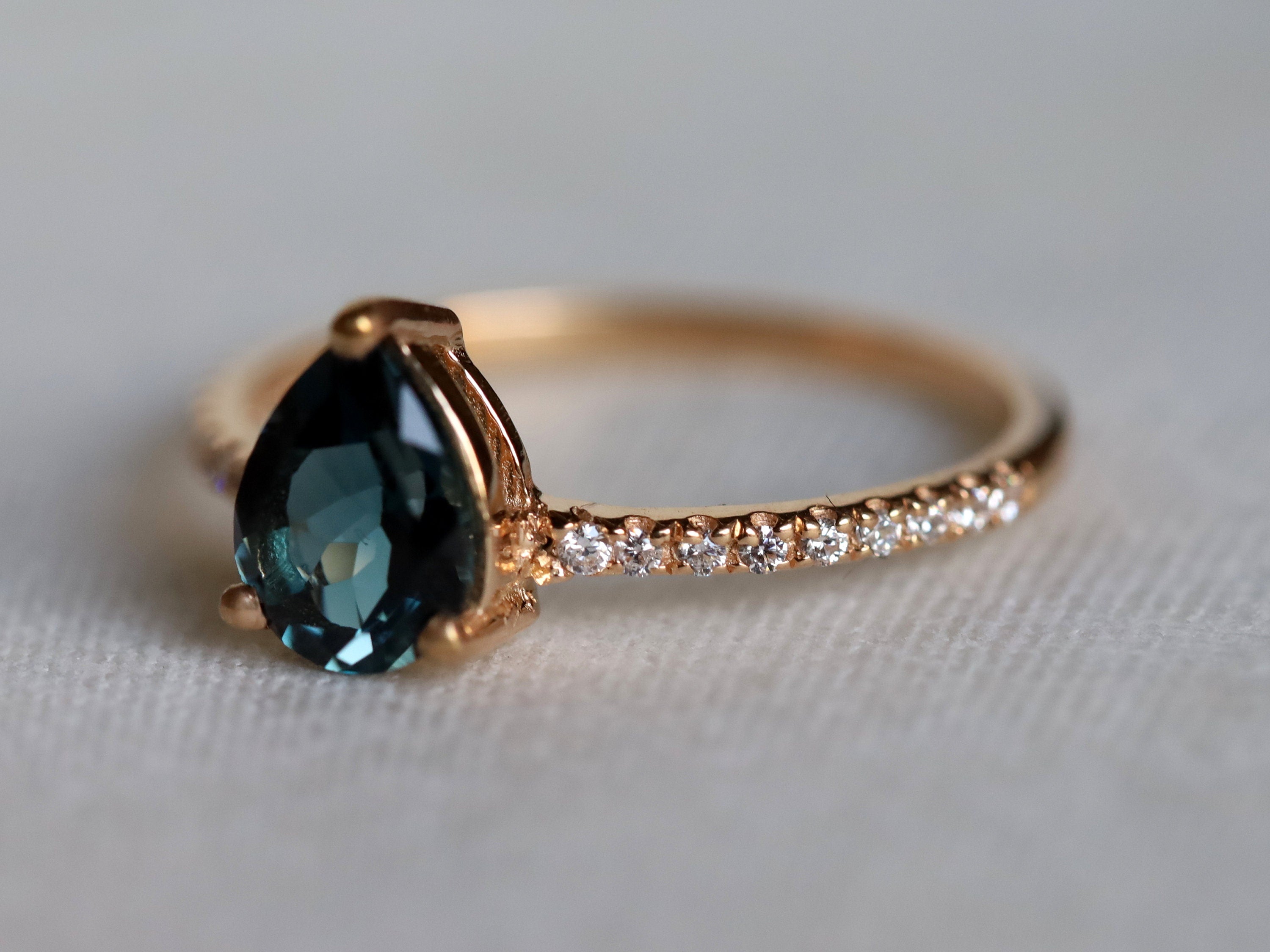 Topaz Solitaire Engagement Ring | London Blue Topaz Ring | December Birthstone Ring -