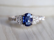 Art Deco Sapphire Engagement Ring | Blue Sapphire Antique Engagement Ring | Sapphire Verlobungsring -