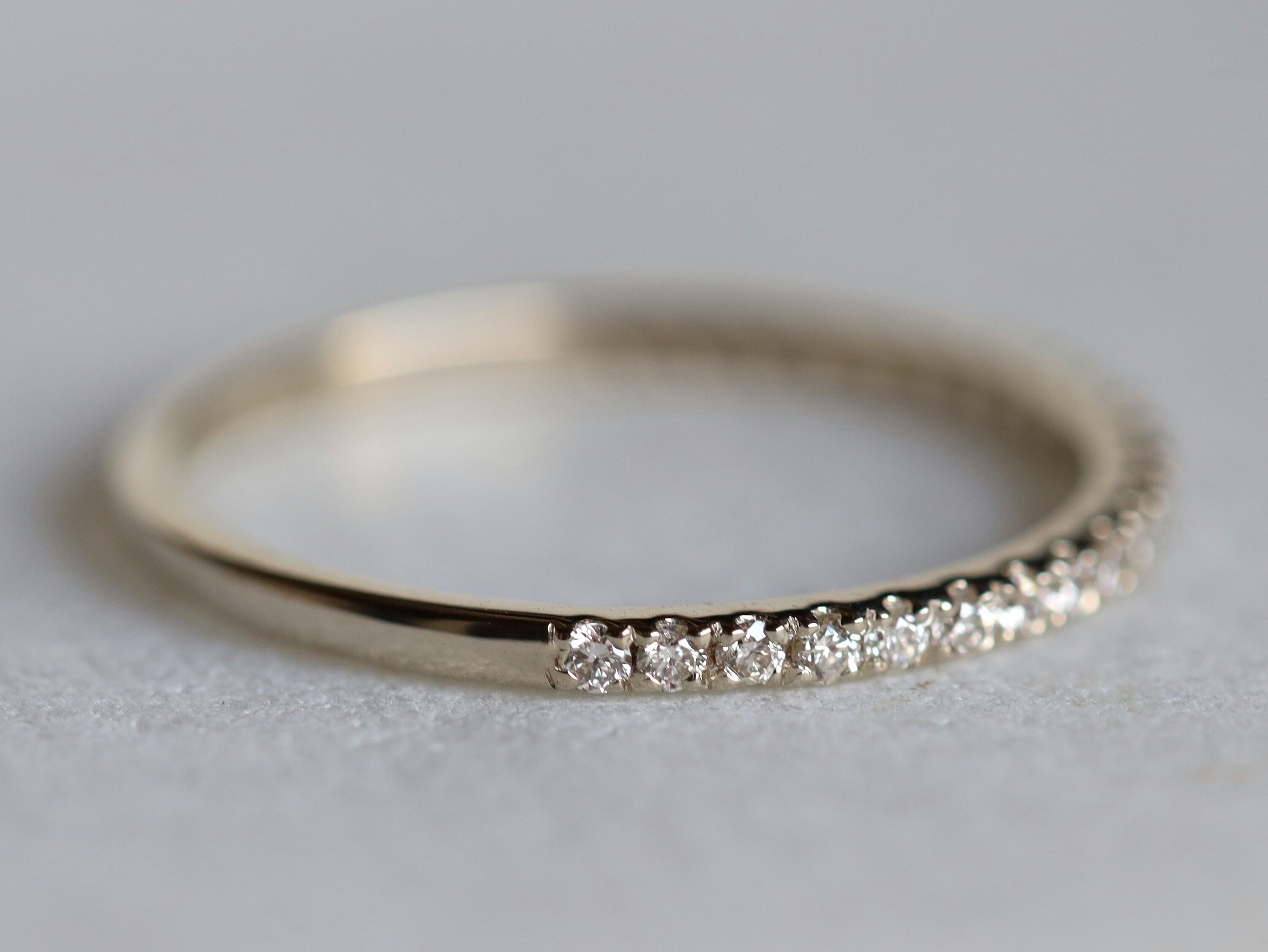 Diamond Wedding Band | Thin Minimalist Diamond Stacking Ring | Half Eternity Wedding Ring -