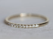 Diamond Wedding Band | Thin Minimalist Diamond Stacking Ring | Half Eternity Wedding Ring -