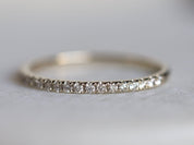Diamond Wedding Band | Thin Minimalist Diamond Stacking Ring | Half Eternity Wedding Ring -
