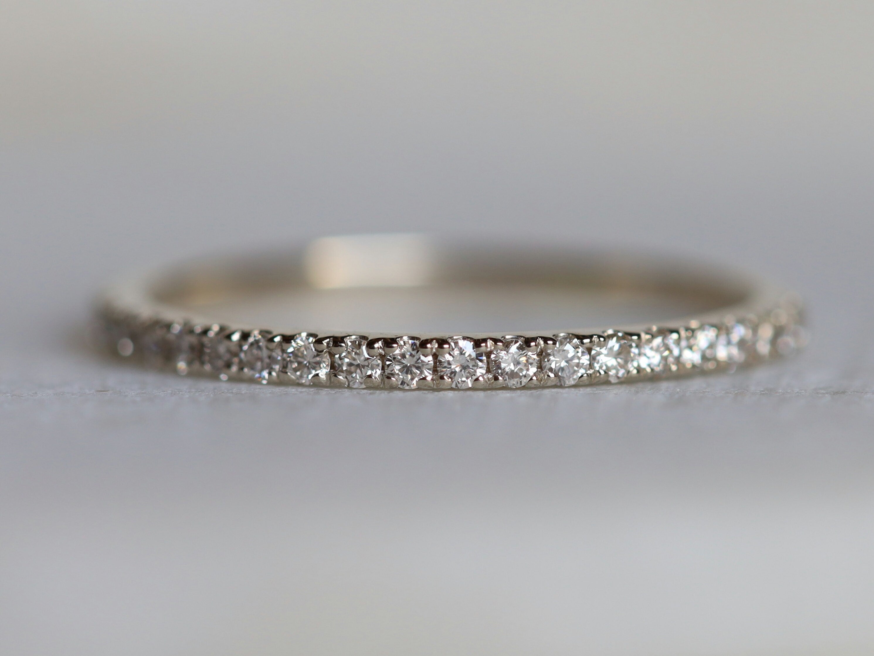 Diamond Wedding Band | Thin Minimalist Diamond Stacking Ring | Half Eternity Wedding Ring -