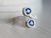 Art Deco Sapphire Engagement Ring | Untreated Sapphire Snake Ring | Adjustable Sapphire Ring -
