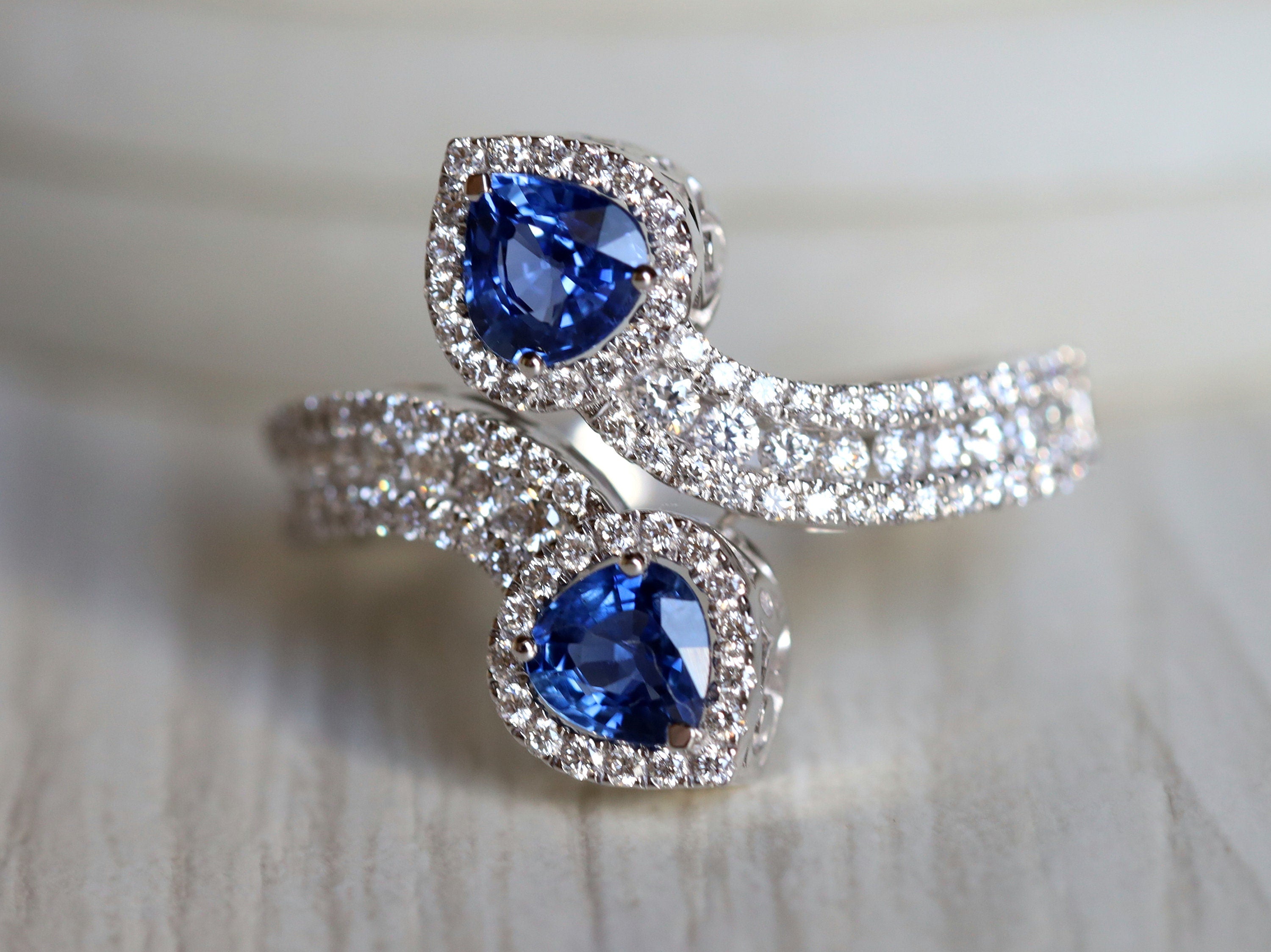 Art Deco Sapphire Engagement Ring | Untreated Sapphire Snake Ring | Adjustable Sapphire Ring -