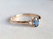 Three Stone Sapphire Engagement Ring | Blue Sapphire & Diamond -