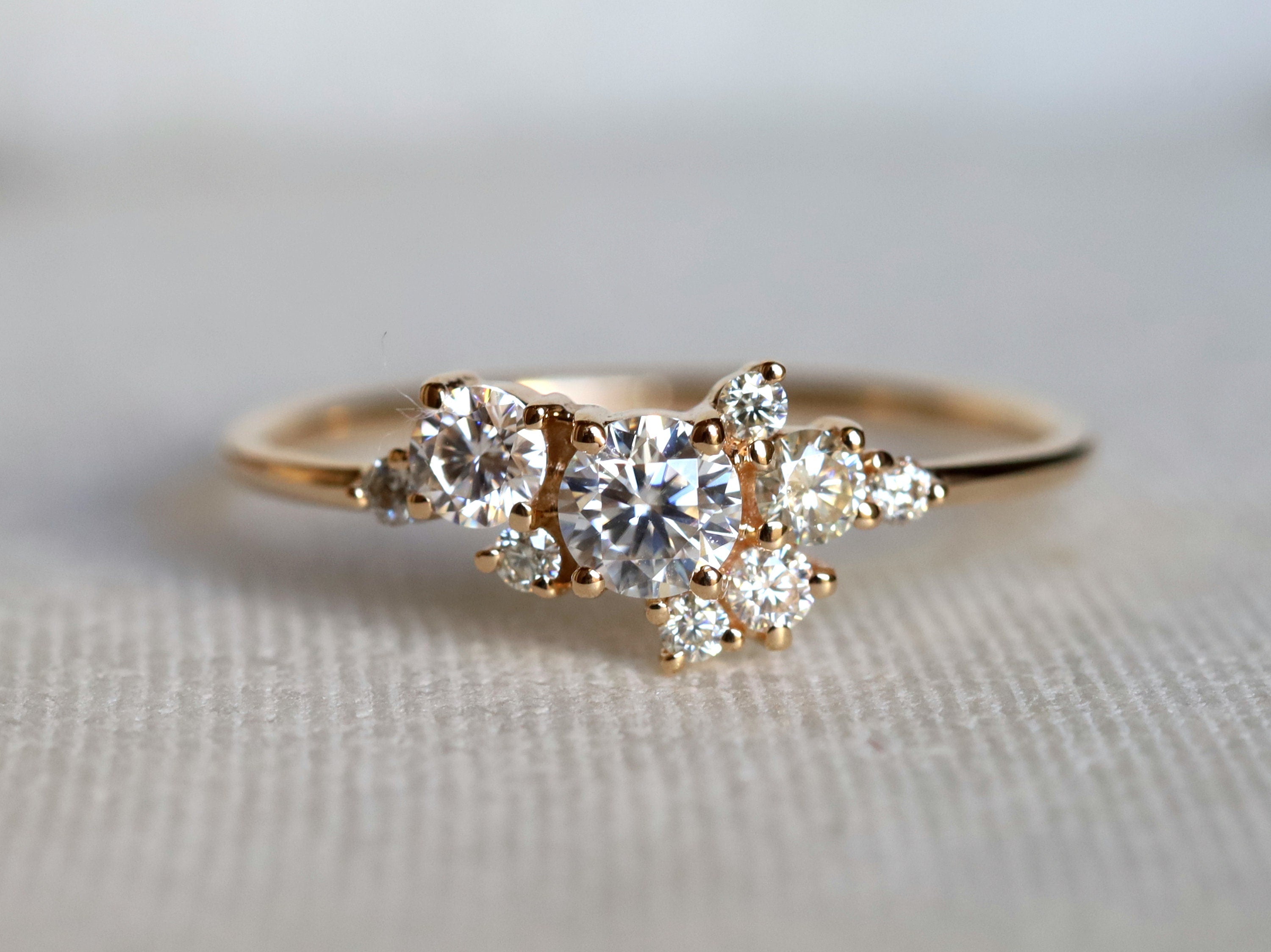 GIA Diamond Cluster Ring | Diamond Engagement Ring | Wedding Anniversary Ring -