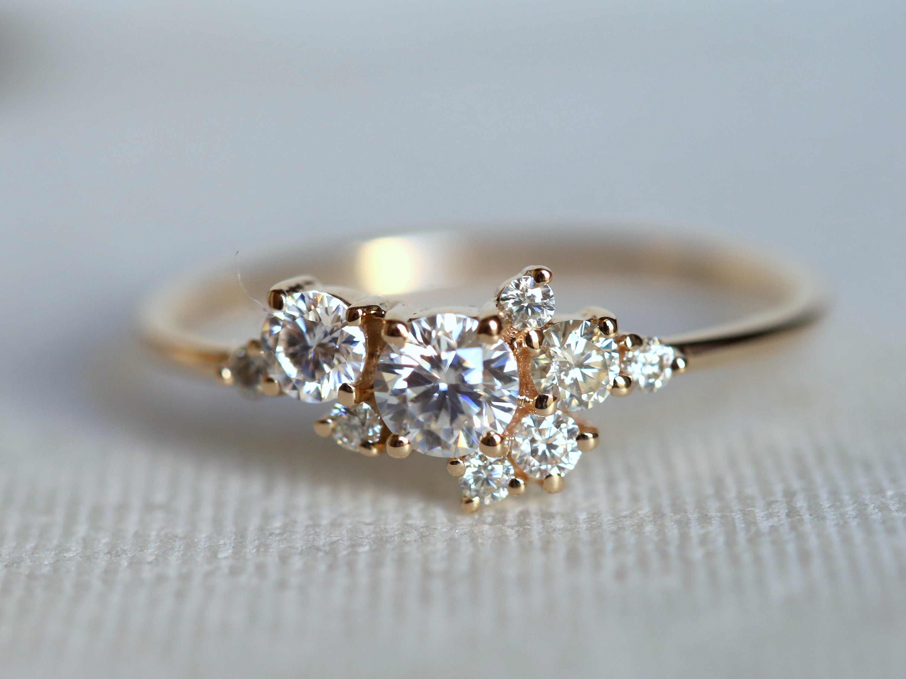 GIA Diamond Cluster Ring | Diamond Engagement Ring | Wedding Anniversary Ring -