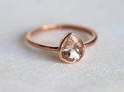 Morganite Engagement Ring | Pear Cut Morganite Ring | Peach Morganite Gift for Her -