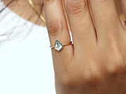Kite Aquamarine Engagement Ring | Basic Bezel Set Aquamarine in Solid Gold | March Birthstone -