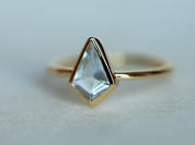 Kite Aquamarine Engagement Ring | Basic Bezel Set Aquamarine in Solid Gold | March Birthstone -