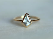 Kite Aquamarine Engagement Ring | Basic Bezel Set Aquamarine in Solid Gold | March Birthstone -