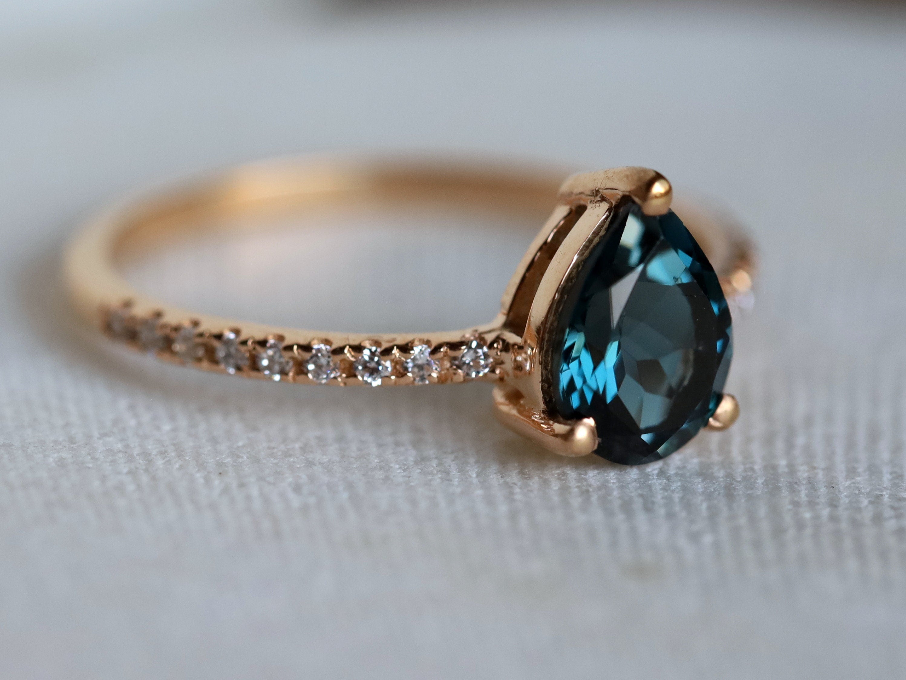 Topaz Solitaire Engagement Ring | London Blue Topaz Ring | December Birthstone Ring -
