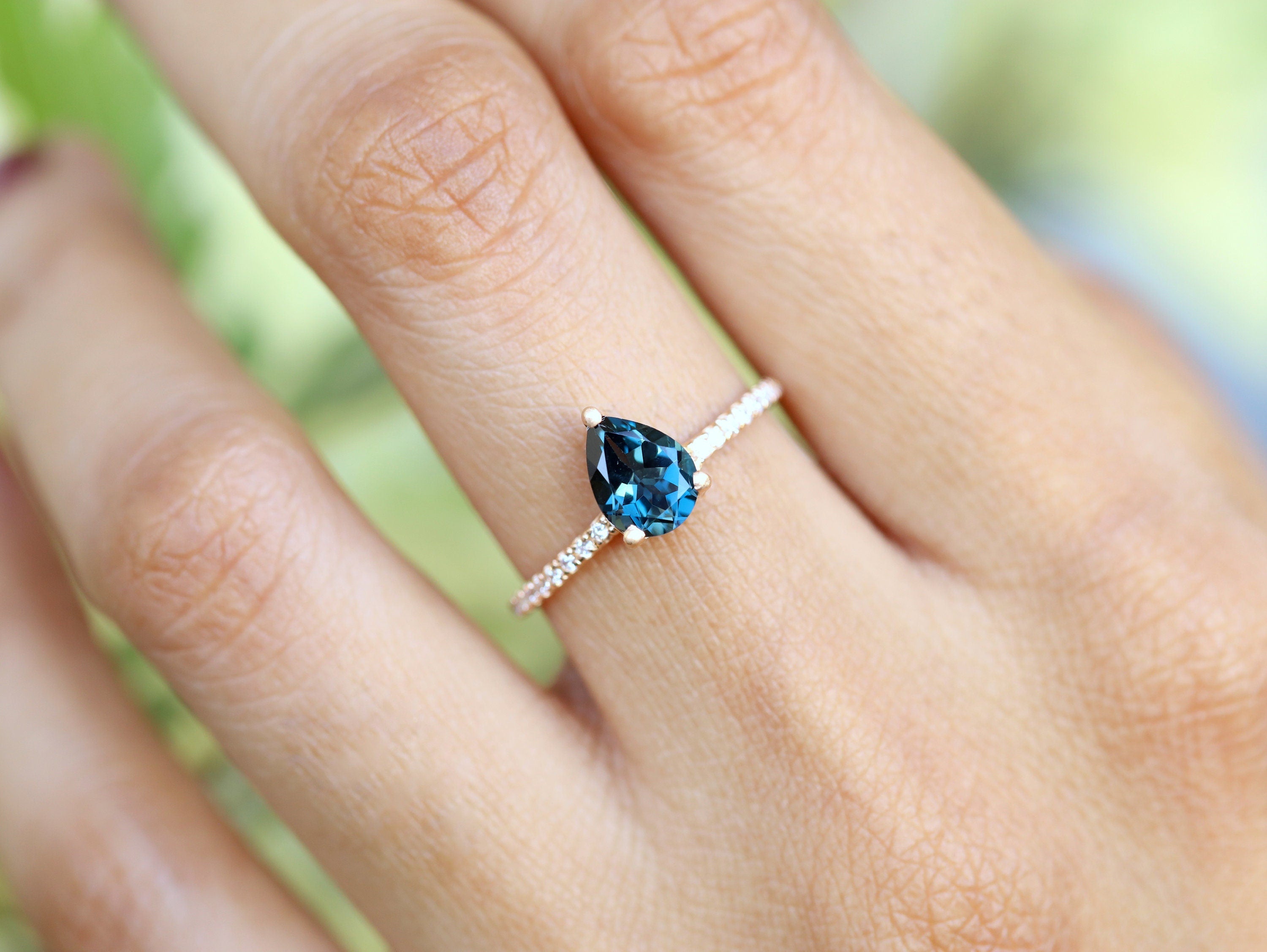 Topaz Solitaire Engagement Ring | London Blue Topaz Ring | December Birthstone Ring -