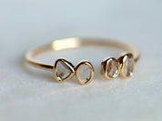 Diamond Stacking Ring | Slice Diamond Ring | Rose Cut Diamond Adjustable Ring -