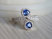 Art Deco Sapphire Engagement Ring | Untreated Sapphire Snake Ring | Adjustable Sapphire Ring -