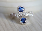 Art Deco Sapphire Engagement Ring | Untreated Sapphire Snake Ring | Adjustable Sapphire Ring -