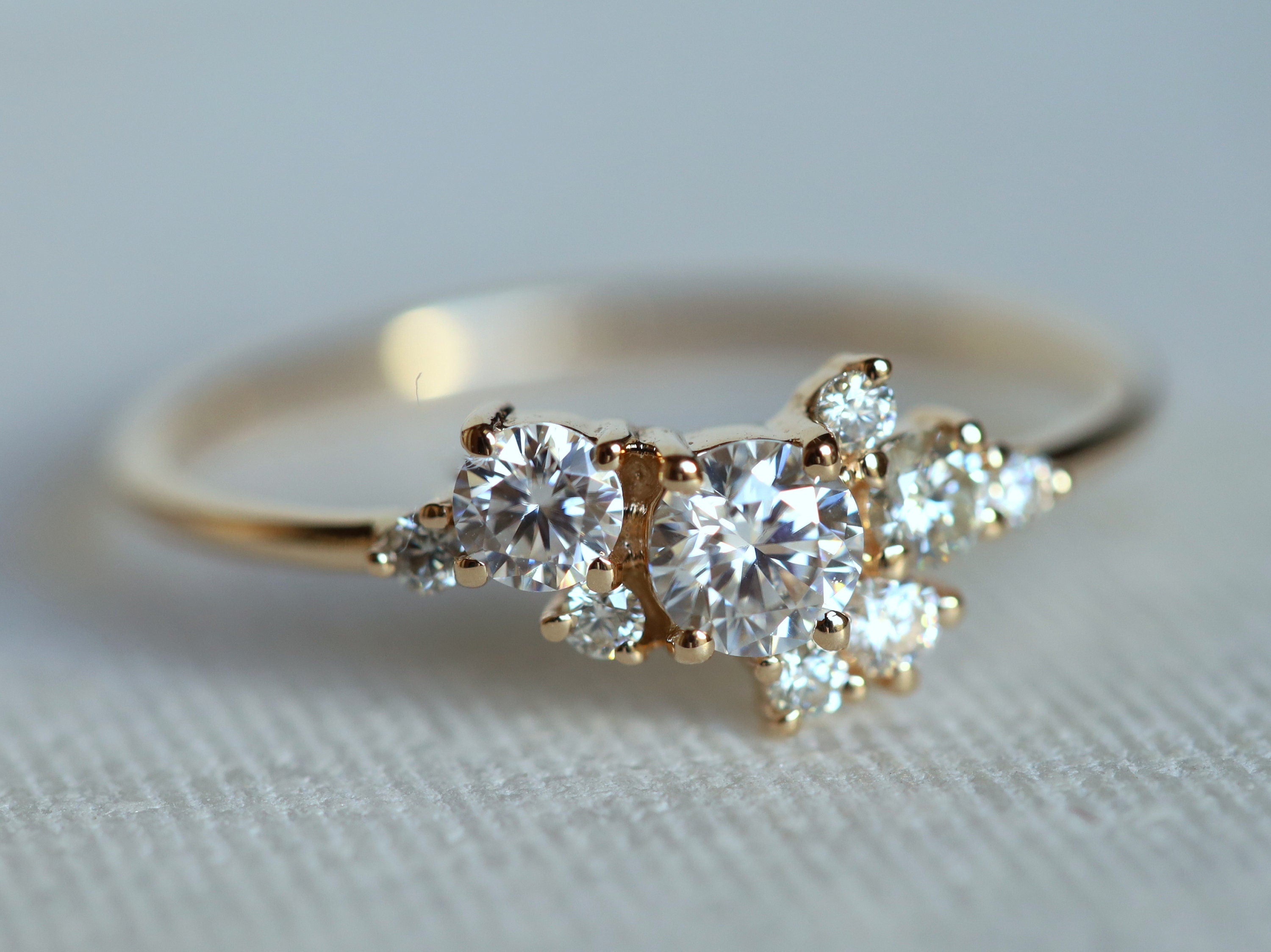 GIA Diamond Cluster Ring | Diamond Engagement Ring | Wedding Anniversary Ring -
