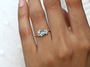 Aquamarine Engagement Ring | Cluster & Diamond Ring -