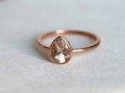 Morganite Engagement Ring | Pear Cut Morganite Ring | Peach Morganite Gift for Her -