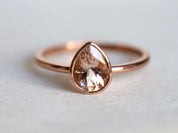 Morganite Engagement Ring | Pear Cut Morganite Ring | Peach Morganite Gift for Her -