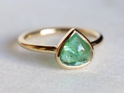 Paraiba Tourmaline Engagement Ring | Pear Shape Green Tourmaline Ring | Unique Tourmaline Ring -