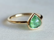 Paraiba Tourmaline Engagement Ring | Pear Shape Green Tourmaline Ring | Unique Tourmaline Ring -