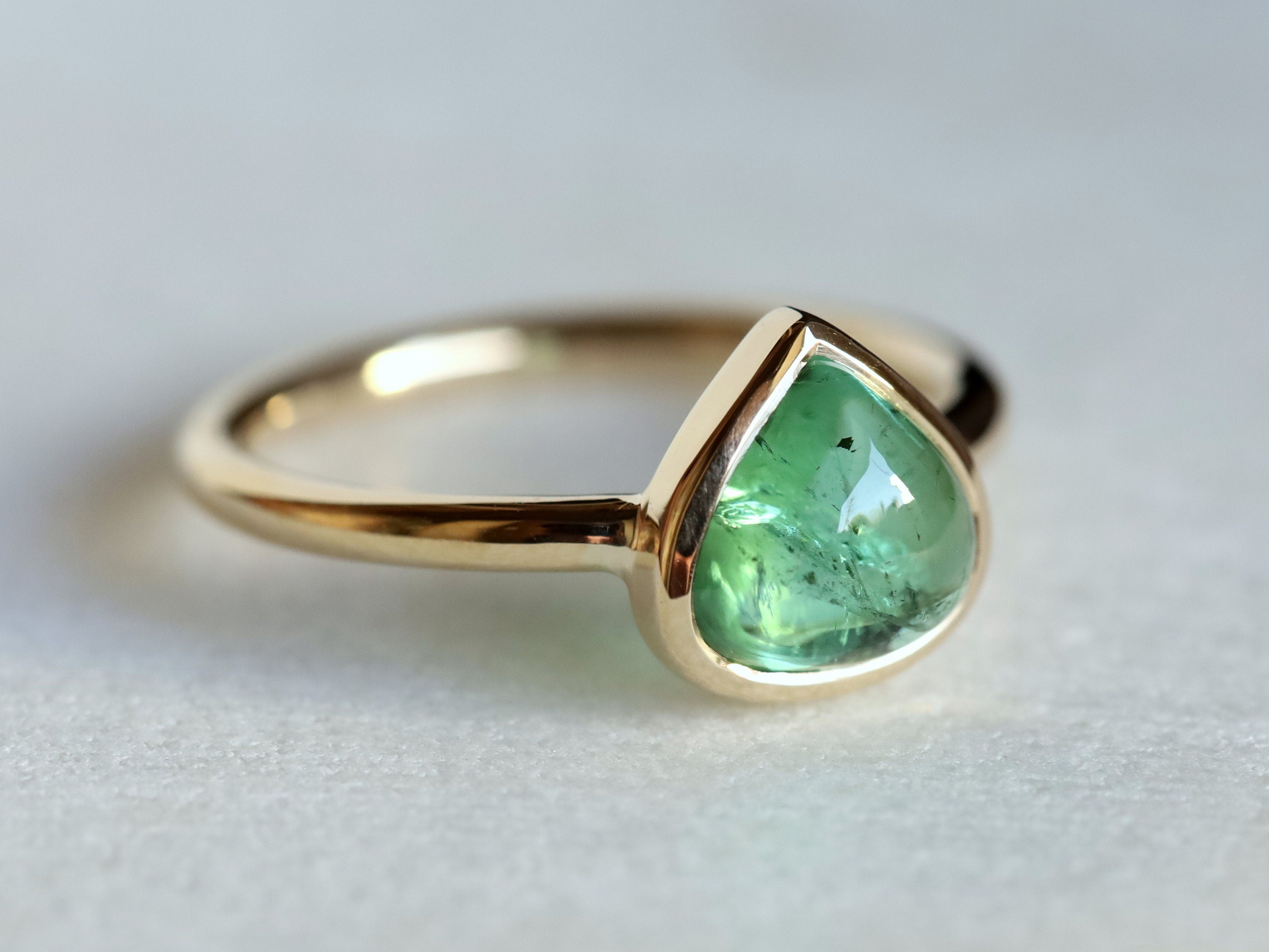 Paraiba Tourmaline Engagement Ring | Pear Shape Green Tourmaline Ring | Unique Tourmaline Ring -