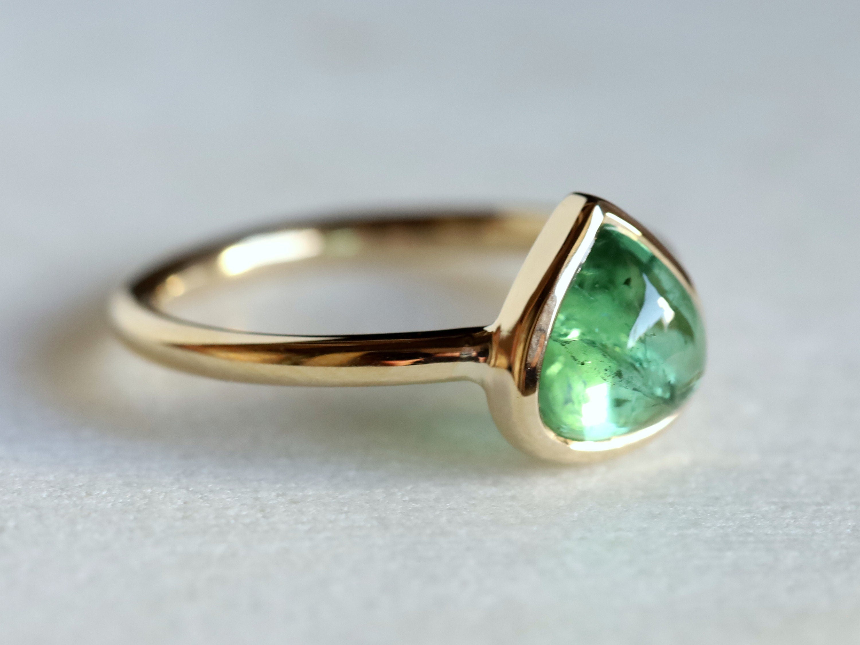 Paraiba Tourmaline Engagement Ring | Pear Shape Green Tourmaline Ring | Unique Tourmaline Ring -