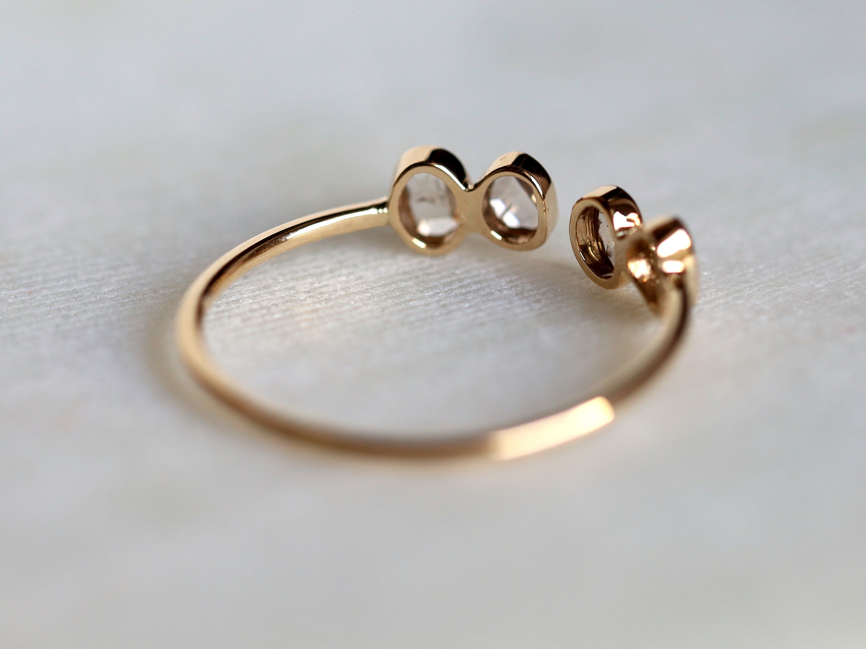 Diamond Stacking Ring | Slice Diamond Ring | Rose Cut Diamond Adjustable Ring -