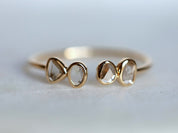 Diamond Stacking Ring | Slice Diamond Ring | Rose Cut Diamond Adjustable Ring -