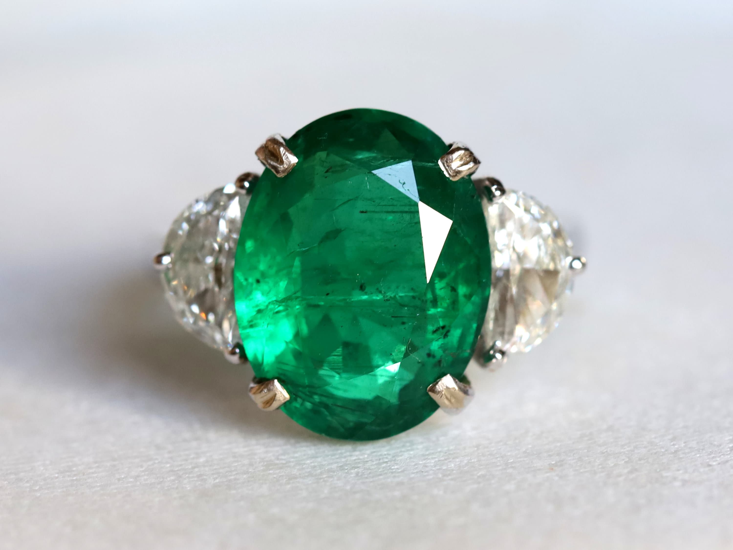 8 Carat Emerald Engagement Ring | 1.25 Carat D-Shaped Diamond Cocktail Ring -